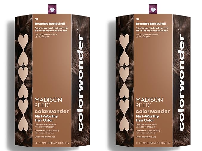 Madison Reed colorwonder Demi-Permanent Hair Color, Effortless At-Home Hair Dye, Ammonia-Free, Cruelty-Free, Brunette Bombshell (6N Medium Brown), Pack of 2