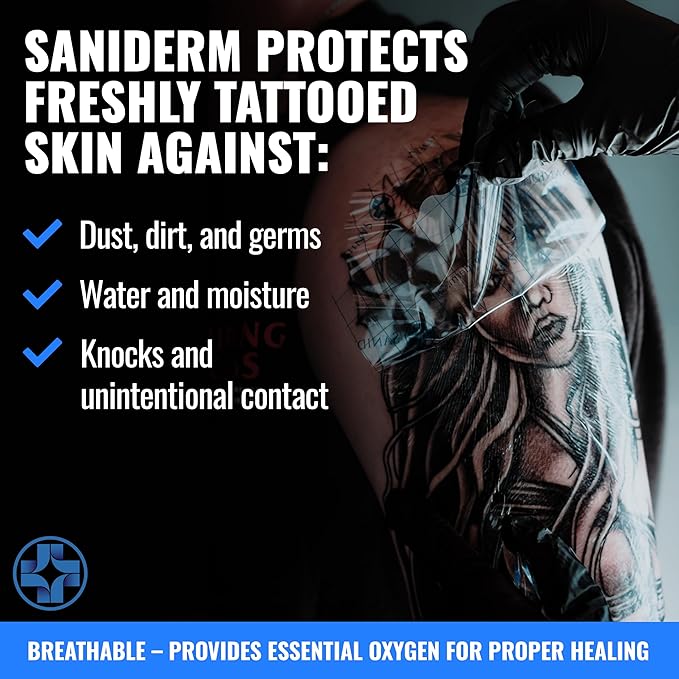 Saniderm Tattoo Recovery Bundle (3 items) – Aftercare Bandage Roll (10.2 in x 2 yd) + Foaming Soap (1.7oz) + Aftercare Balm PLUS+ (0.6 oz)