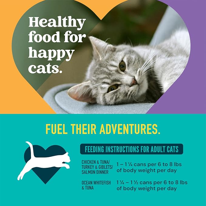 A Strong Heart Cat Food Variety Pack, Turkey, Chicken, Tuna & Salmon, 32ct | Pate texture, all life stages, complete & balanced, made in USA, 5.5oz cans