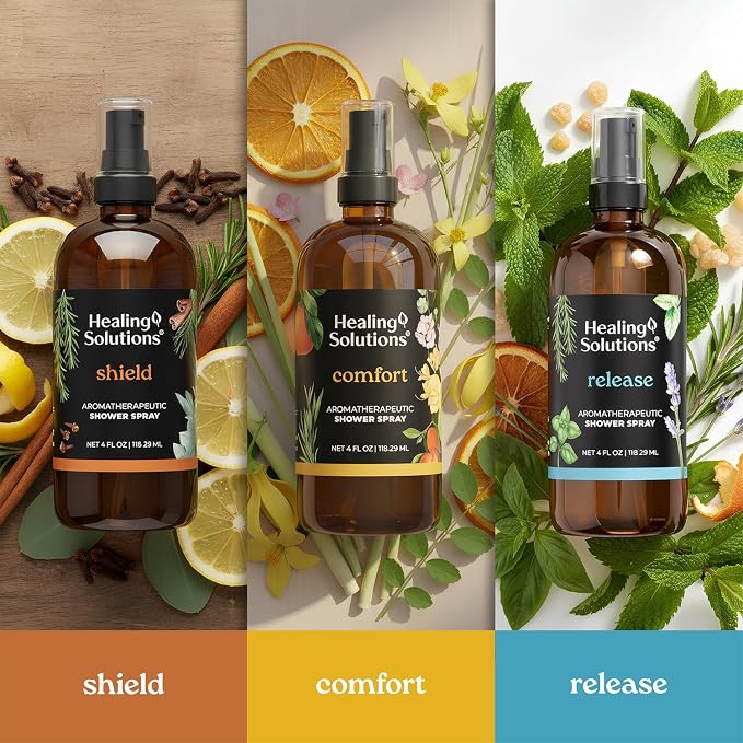 Healing Solutions Aromatherapy Shower Spray, Comfort Blend, 4oz, Made in the USA, At Home Spa Experience, Promotes Emotional Calm (4oz, Comfort)