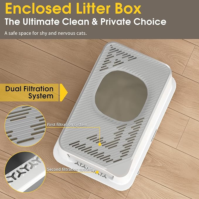 Enclosed Stainless Steel Litter Box with Lid for Most Adult Cats | 50% Thicker Metal, Dog Proof, Front & Top Entry, Leak-Proof Base, Scratch Resistant, Easy Clean