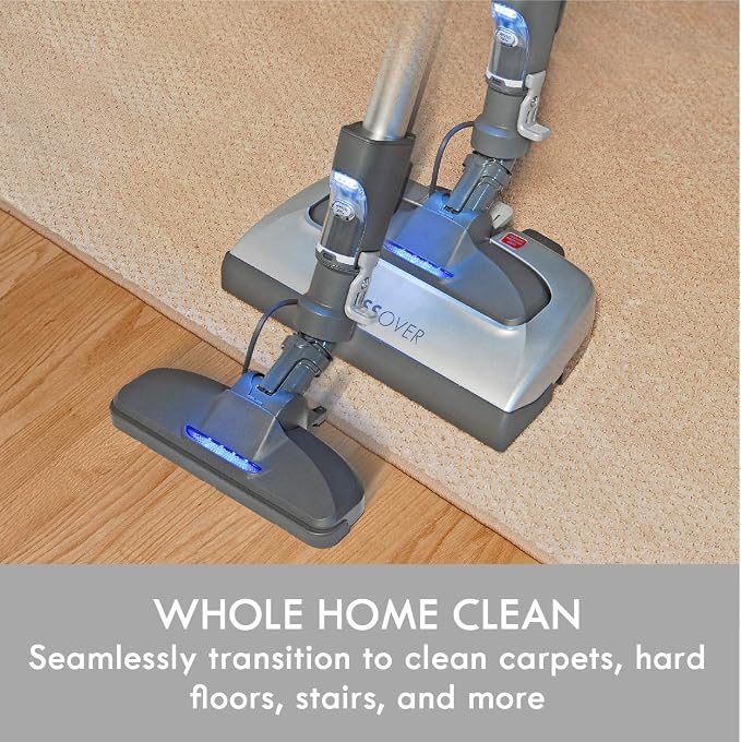Kenmore Elite 21814 Pet Friendly CrossOver Lightweight Bagged HEPA Canister Vacuum with Pet PowerMate, Extended Telescoping Wand, Retractable Cord, 2 Floor Nozzles, and 4 Cleaning Tools-Silver/Gray | Pet PowerMate, Extended Telescoping Wand, Retractabl...