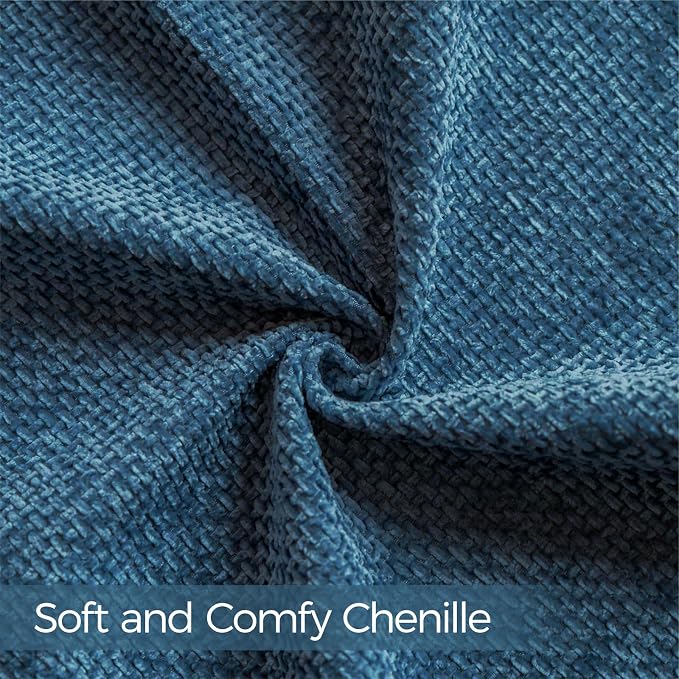 a moment Ocean Blue Chenille Throw Pillow Covers 18x18 Inch Pack of 2 Modern Decorative Throw Pillow Covers Farmhouse Cross Covers Home Decor for Sofa Bedroom Living Room