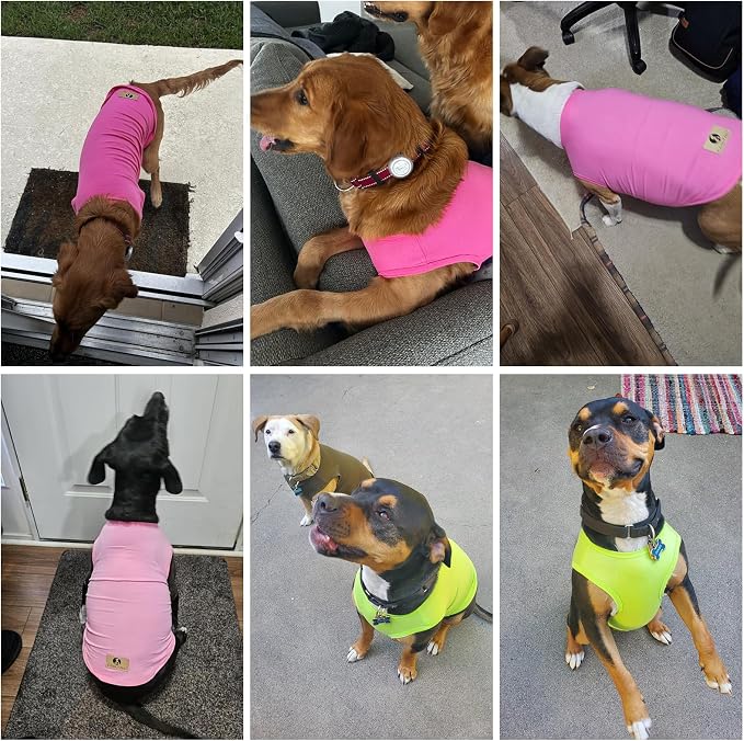 Large Dog Clothes for Boy Girl, 2 Pack Cotton Summer Dog T Shirts UV & Insect Protection for Outdoor Camping, Anti-Hair Loss Breathable Sleeveless Pet Vest Tank Tops Apparel, Black&Red, XL