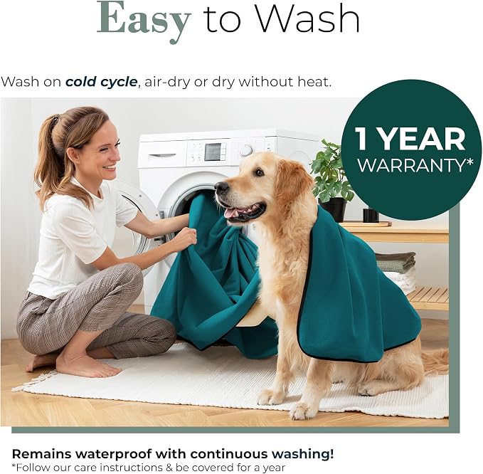 Waterproof Blanket for Bed & Couch Protection, Blue/Beige, 60"x80" | High-Density Heavy-Duty Material – Ultra-Soft & Durable Soft Fleece, Leakproof, Reversible, Silent No-Crinkle Design