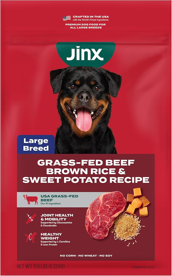 Jinx Dry Dog Food, Large Breed - Beef, Brown Rice & Sweet Potato, 11.5lb | Premium Large Breed Kibble with Antioxidants for Joint Health, Mobility & Immune Support - No Fillers