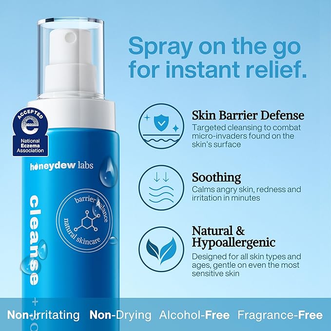 Hypochlorous Acid Spray – Dermatologist Tested HOCl Facial Cleanser for Sensitive, Acne-Prone & Irritated Skin – Soothes Redness, Eczema, Rashes & Itching – Skin Repair Spray, 2 fl oz - Honeydew Labs