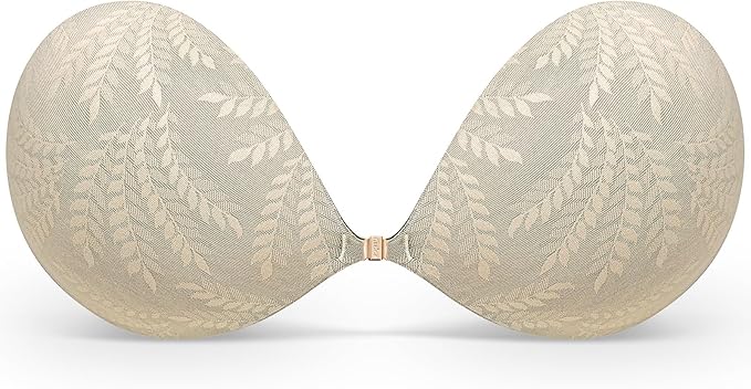 Niidor Adhesive Bra Strapless Sticky Invisible Push up Silicone Bra for Backless Dress with Reusable Nipple Covers