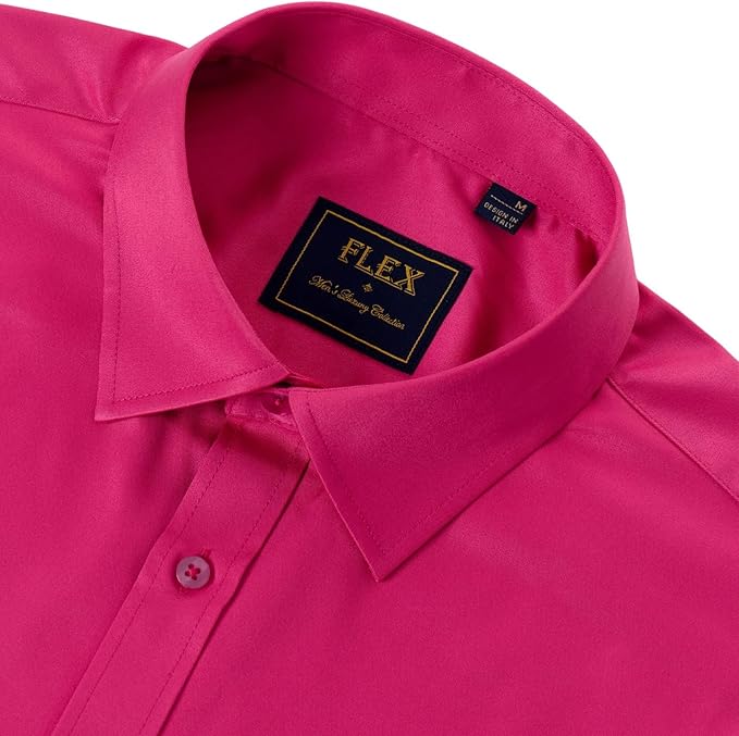 J.VER Men's Dress Shirts Solid Long Sleeve Stretch Wrinkle-Free Formal Shirt Business Casual Button Down Shirts