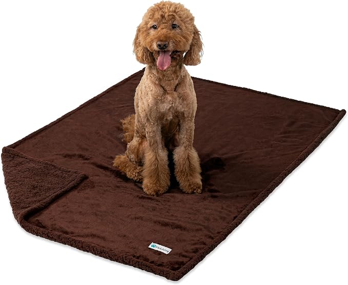 PetAmi Waterproof Dog Blanket for Large Dog Cat Pet, 60x80, Brown Sherpa | 460 GSM Sherpa Fleece Reversible, Pee Proof, Furniture Protector Cover for Couch Sofa Bed Kennel, Washable, Extra Large
