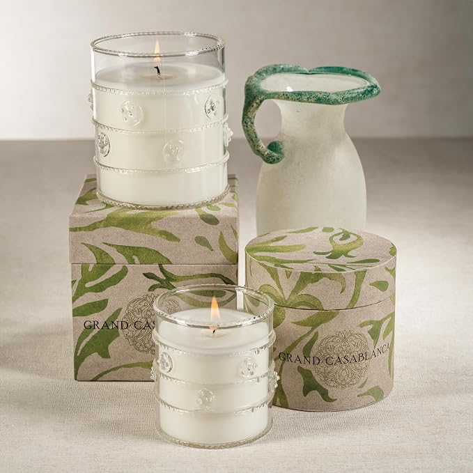 Zodax Grand Casablanca Glass Jar Scented Candle for Home Decor - Single-Wick Candle Ideal for Kitchen and Bathroom - Makes a Great Gift for Women and Men - Water Lotus - 6.5 Oz.