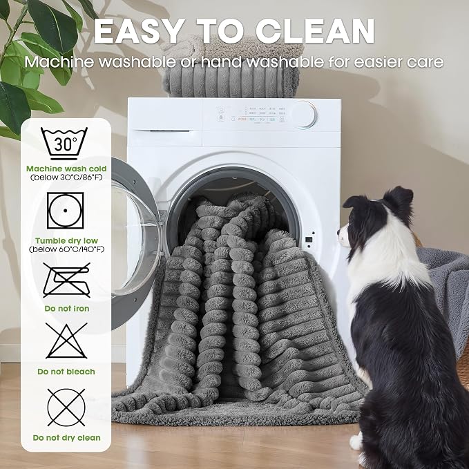 Waterproof Pet Blanket for Dogs & Cats, 27x39in, Grey | Washable Reversible Calming Pet Bed Cover, Soft Comfy Leakproof Blankets, Liquid Pee Proof Bed Couch Furniture Protection