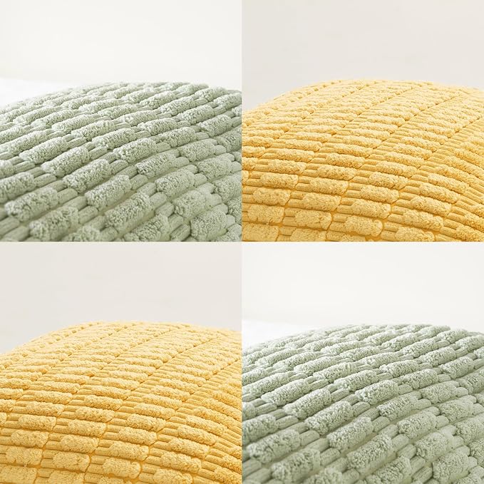 Fancy Homi 4 Packs Decorative Throw Pillow Covers for Living Room Couch Bed, Modern Farmhouse Boho Home Décor Accent Cushion Case, 24" x 24", Yellow Green Series