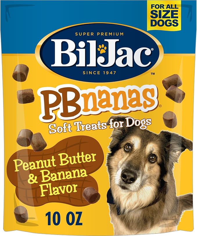 Bil-Jac PB-Nanas Soft Dog Treats with PB & Banana Flavor | 10 oz | Soft & Easy-to-Chew Treats with Real Chicken as the #1 Ingredient, Perfect for Training, Rewarding & Adding Fun to Their Day