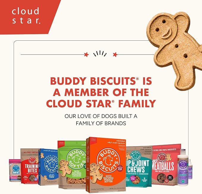 Buddy Biscuits Grain Free Dog Treats, Large Size Treat, Peanut Butter | Grain Free, Large Size Treat, Natural Peanut Butter, Simple Ingredients, Baked in the USA, 14 Oz.
