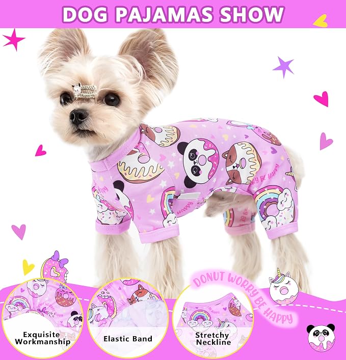 Dog Pajamas Summer Dog Clothes for Small Medium Dogs Boy Girl Doggy Pjs Cute Doggie Onesie Breathable Puppy Clothes Soft Stretchy Cat Pet Outfit (Purple, Large)