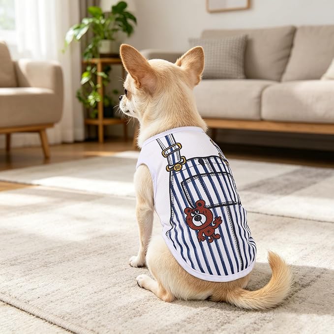 Puppy Clothes Boy Summer Chihuahua Clothes Dog Shirts: Breathable Mesh XS Dog Clothes for Small Dogs Boy with Cute Patterns, Doggie T-Shirts for Tiny Puppy Yorkie Poodle Male