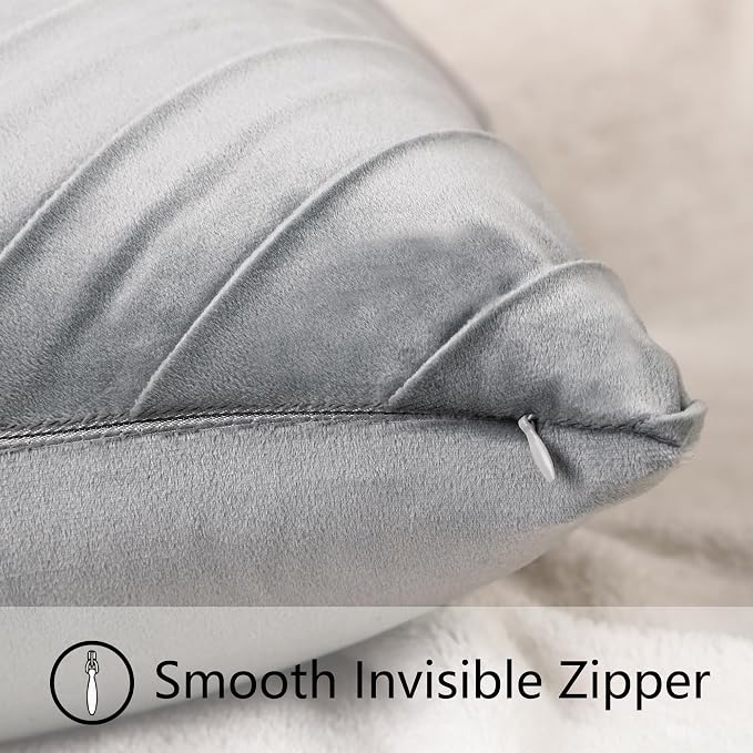 Velvet Throw Pillow Covers 20x20 inch Pack of 2 Gold Decor Gray | Soft Solid Pillow Covers,Modern Luxury Home Decor,for Couch Chair Sofa Bedroom Livingroom,Hidden Zipper,Ideal Gift,Easy Care