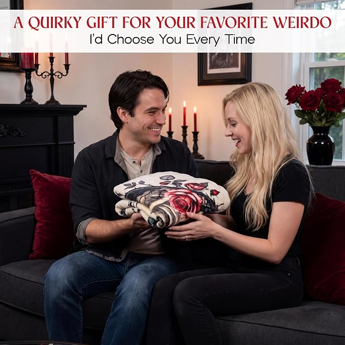 WRAPIX Anniversary Couple Gifts for Women Men - Throw Blanket 60x80 in | Gifts for Couple, Cozy Fleece Blanket, Machine Washable, Ideal for Couch Bed, Warm and Lightweight, Soft Gothic Decor