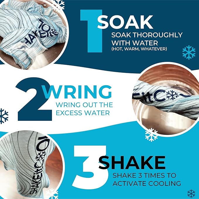 SHAKEitCOOL Original Cooling Towel – Soft, Lightweight, Heat Relief – Perfect for Biking, Running, Yoga, Gym, Gardening – Fast Break