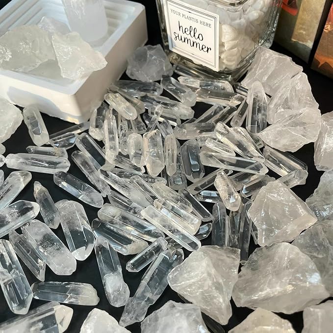 DUQGUHO Clear Quartz Crystals Points Bulks Healing Crystal Stones Irregular Shape Raw Quartz Points Crystal Wand for Jewelry Making Polishing Cabbing Reiki Energy Balance 0.8-1.6" 0.22 lb