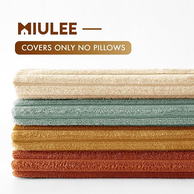 MIULEE Soft Corduroy Decorative Throw Pillow Covers Teal-Rust 16x16 | Set of 4, Mordern Rustic Home Decor, Retro Vintage Set, Boho Farmhouse Cushion Covers for Couch Bed Sofa Living Room