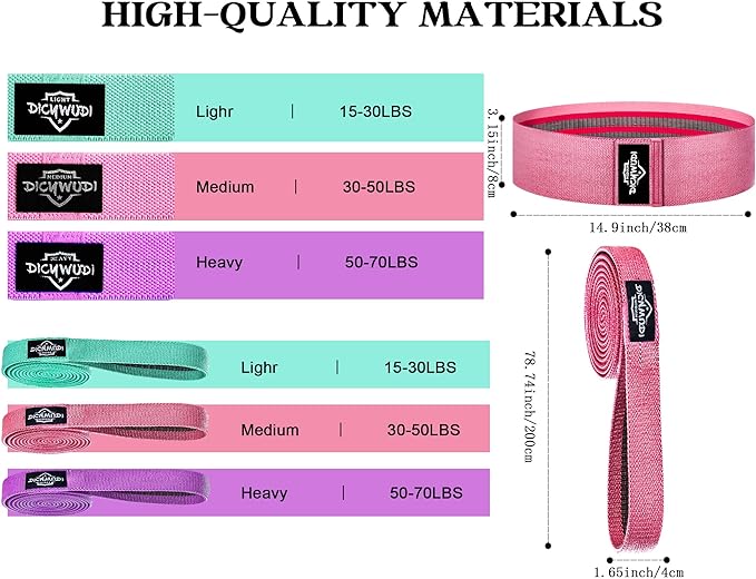DICYWUDI Yoga Mat Thick, 6 Fabric Resistance Bands, 2 Pack Yoga Blocks, Home Workout Equipment Essentials Starter Kit for Beginners Full Body Toning