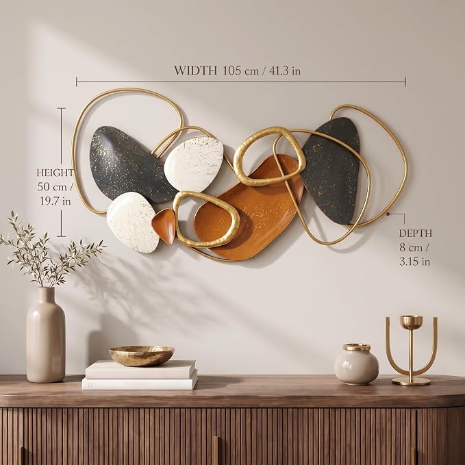 Axioglo 51" Large Wall Decor 3D Lotus Leaf Metal Wall Art for Living Room | 40" x 20" metal wall decor with layered metal texture, mounting hardware, two-way display