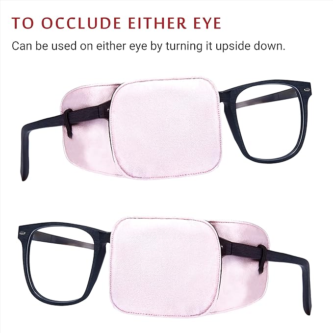 Astropic 2Pcs Large Silk Eye Patches for Adults Kids Big Glasses to Cover Either Eye (Large, English Rose Pink)