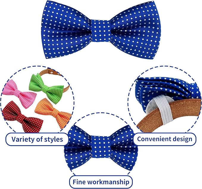 PET SHOW 8 Pack Dot Dog Bowties for Small Dogs Slide on Collar