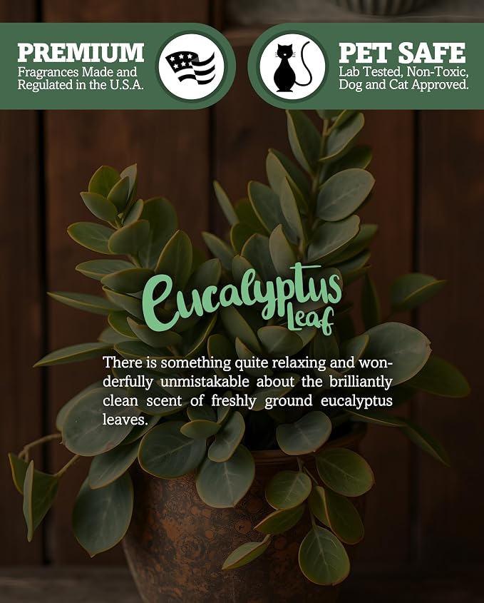 Eucalyptus Leaf Scented Natural 3 Wick Candle, Essential Fragrance Oils, 100% Soy, Phthalate & Paraben Free, Clean Burning, 14.5 Oz.
