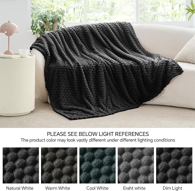 BEDELITE Black Throw Blanket for Couch, Soft Cozy Gifts for Women, 50 * 60 | 3D Jacquard Decorative Fleece Blanket, Super Soft Plush Throw, Cute Birthday Gift for Women & Men, Suitable for All Seasons