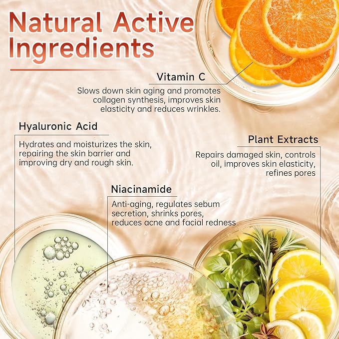 Vitamin C Face Serum, Hyaluronic Acid + Niacinamide + Ascorbic Acid, Anti Aging Facial Serum Ampoules for Wrinkles, Firmness & Moisturizing, Organic Vitamin C for Face with Three Boxes of 21 Ampoules