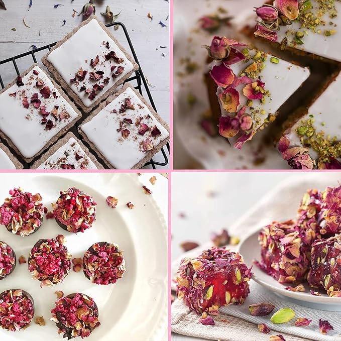 Cure With Pure Dried Rose Buds & Dried Rose Petals 1LB Edible Rosebuds & Dried Roses For Tea, Baking, Relaxing Bath, Rose Water, & Potpourri Handpicked, Preservative Free Edible Dry Rose Petals