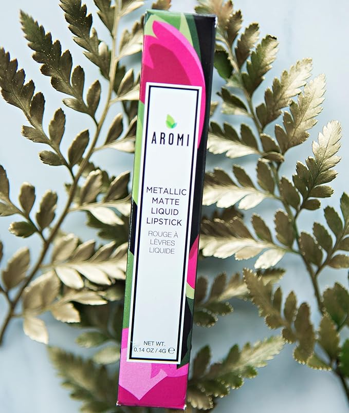Aromi Berry Fuchsia Metallic Liquid Lipstick | Magenta Pink Lip Color with Shimmery Finish, Vegan, Cruelty-free, Long-Lasting, Smudge Proof (Opal Rose)