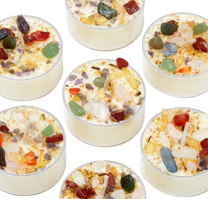 Happy Birthday Candle by New Moon Beginnings - Intention & Manifestation - Birthday Wish Candle - Crystal & Herb Candles - Aromatherapy Candles - Soy Candle (6 Pack tealights)