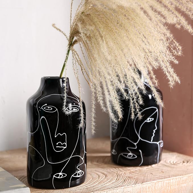 Kimdio Ceramic Vase Irregular face Design Decorative Flower Vase for Home Decor Living Room, Home, Office, Centerpiece,Table and Wedding