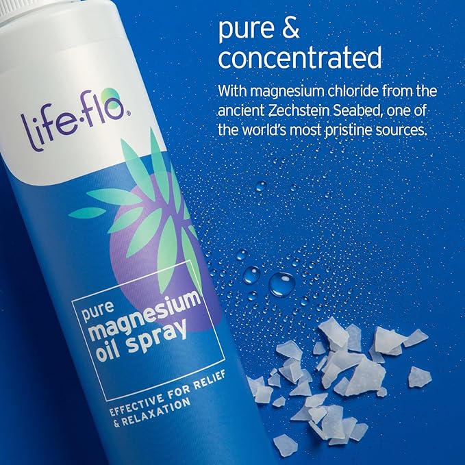 LIFE-FLO Magnesium Lotion and Pure Magnesium Oil Spray Bundle - with Magnesium Chloride from The Zechstein Seabed - 100% Magnesium Oil for Feet and Body and Unscented Lotion (8 Oz Pack of 2, Vanilla)