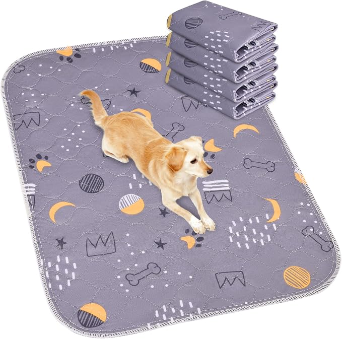 UPSKY Washable Pee Pads for Dogs 2 Pack 34" x 36", Waterproof, Non-Slip | Whelping Pads for Potty Training, Polyester, Waterproof Backing, Crates, for Playpen, Potty, Crate, Bed, Grey