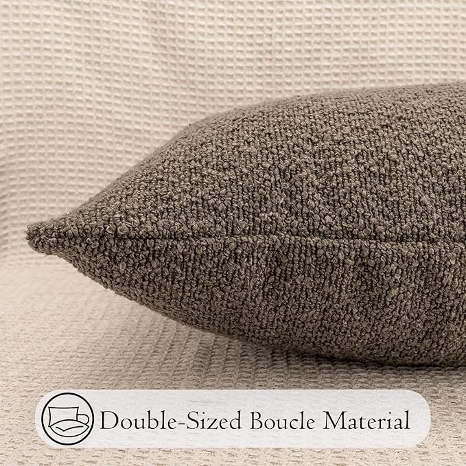 JoraLion 20x54 inch Neutral Boucle Body Pillow Cover, Brown Long Pillow Cover Cozy Soft Cushion Case for Couch Sofa Bed Living Room Home Decor, Pack of 1 (Cover Only)
