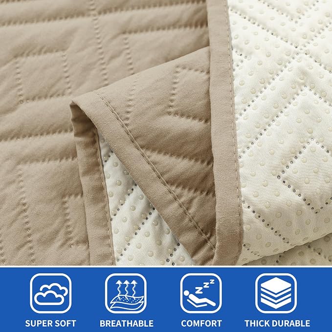 2026 Waterproof Bed Sofa Blanket (68"x82") Comfy Couch Sofa Mat for Dog Pets with Anti-Slip Back, Universal Incontinence Lightweight Liner Pad for Furniture Car Picnic etc Durable Washable, Khaki