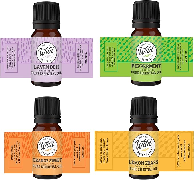 Wild Essentials Hang in There Sloth Necklace Essential Oil Diffuser Kit with Lavender, Lemongrass, Peppermint, Orange Oils, 8 Refill Pads, Calming Aromatherapy Gift Set, Customizable, Perfume