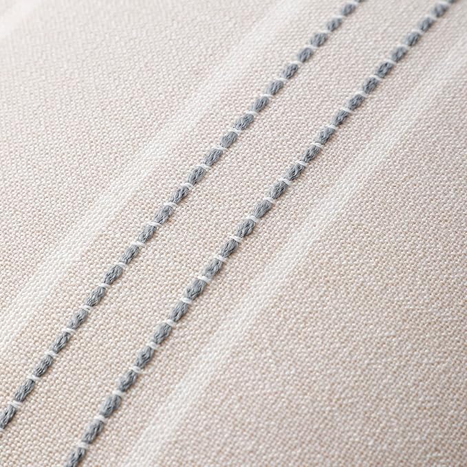 Hckot Grey Decorative Throw Pillow Covers 16x16 Set of 2 Boho Pillow Covers | Striped Farmhouse Pillows Textured Linen Square Cushion Covers for Sofa Couch Bed Living Room Decor(Light Grey)