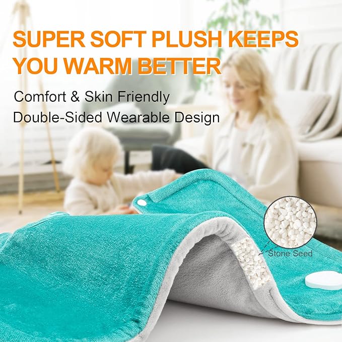 Heating Pad for Neck and Shoulders and Back, Valentines Day Gifts for Her Him, Birthday Gifts for Women Mom, Weighted Neck Heating Pads, Large Heat Pad, 6 Heat Settings 4 Auto-Off, 17"x23" Blue