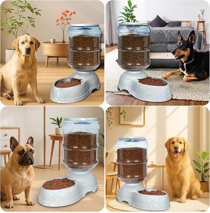 Kenond 3 Gallon Dog Feeder and Water Dispenser, Gravity Food Dispenser | Wide Mouth, Easy to Clean/ Gravity Filled/ Large Capacity/ Multi Pet Home