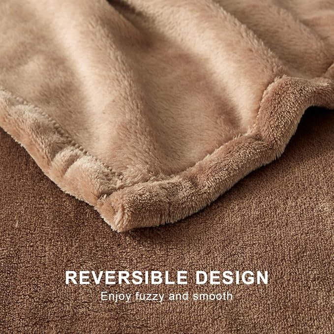 Hansleep Throw XL Camel Fleece Blanket, Soft Flannel Bed Blanket | Fuzzy Cozy Blanket 50x70 Inches, Multi-use for Bed, Sofa, Couch, Travel, Camping, All Season Warm Lightweight Cover