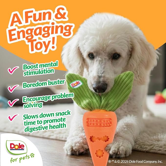 Dog Puzzle Toy with Crinkle Squeak Insert, Dog Enrichment Toys, Carrot Dog Treat Toy, Great Mental Stimulation for Dogs