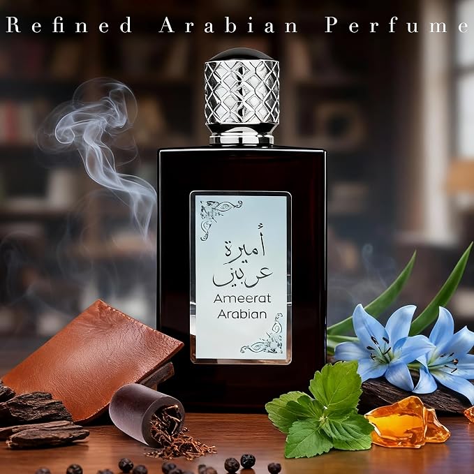 AFLUXE Men’s Eau de Parfum Ameerat Arabian Noir, Fresh Spicy Woody Cologne for Men with Mint, Cardamom & Amber Notes, Long Lasting Masculine Fragrance, Natural Spray, 3.4 Fl Oz (100ml)