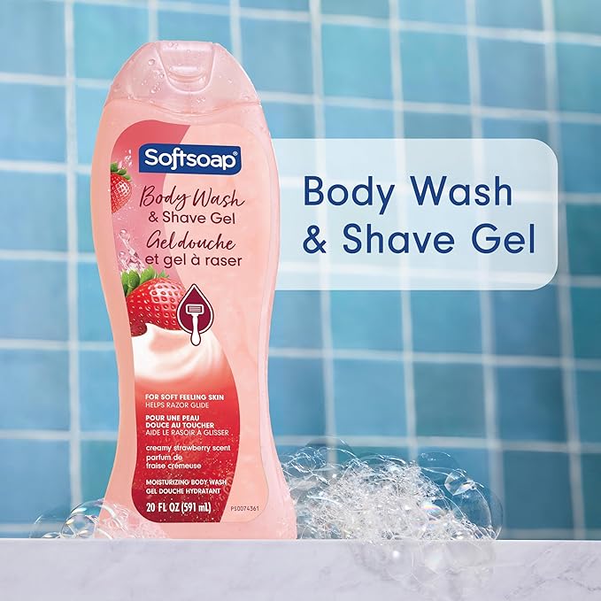 Softsoap Moisturizing Body Wash and Shave Gel, Helps Razor Glide, Creamy Strawberry Scent, 20 fl oz