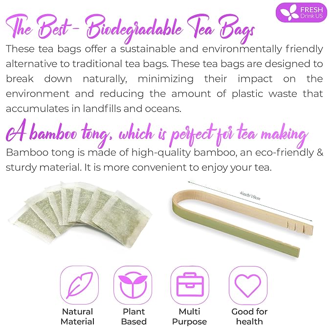 FreshDrinkUS, Premium 75 Astragalus Root Tea Bags, 100% Natural & Pure from Astragalus Root. Astragalus Root Herbal Tea. Made with Natural Material Tea Bags. No Sugar, No Caffeine, No Gluten, Vegan.